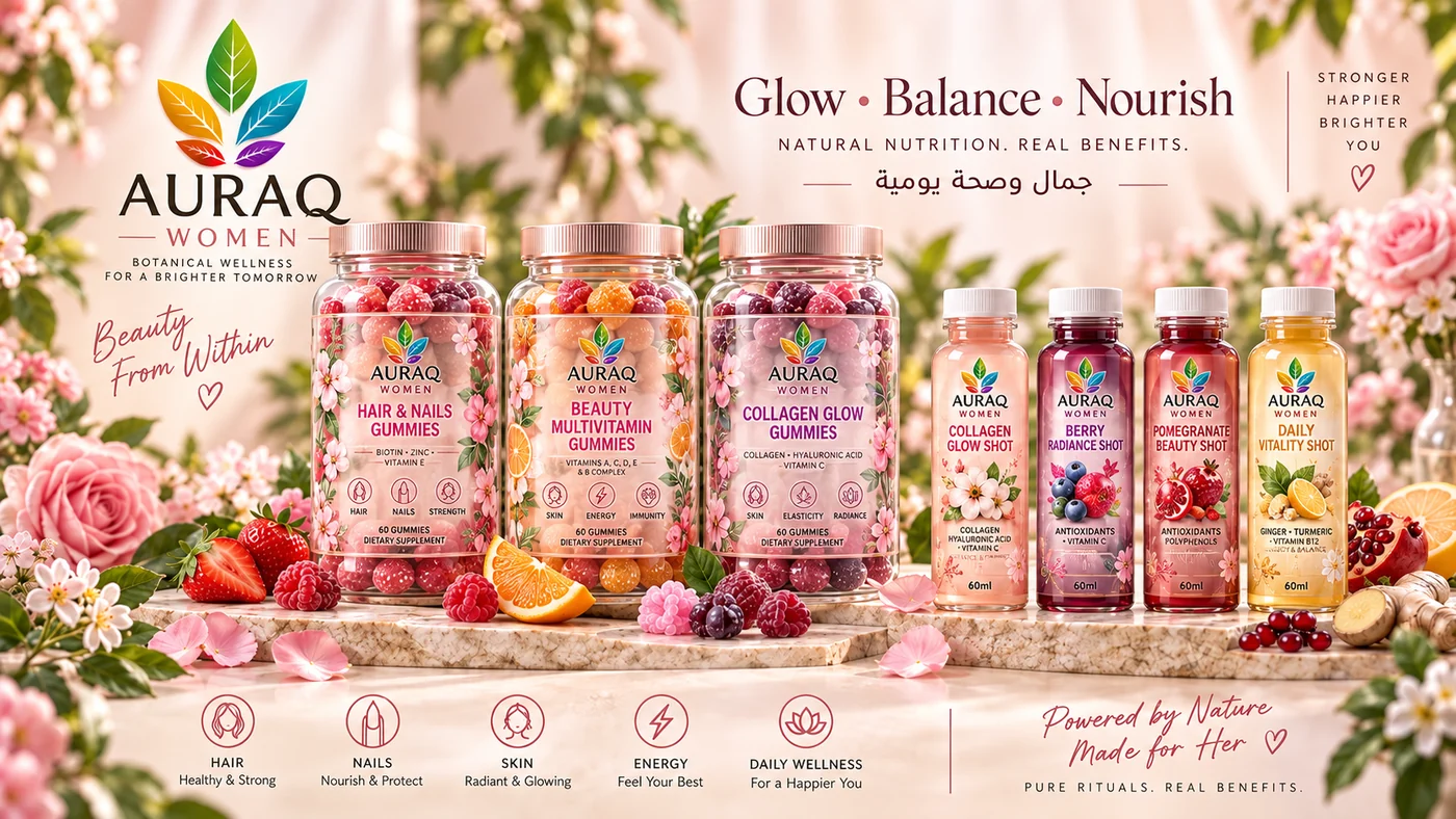 AURAQ Women full product range with gummies and wellness shots